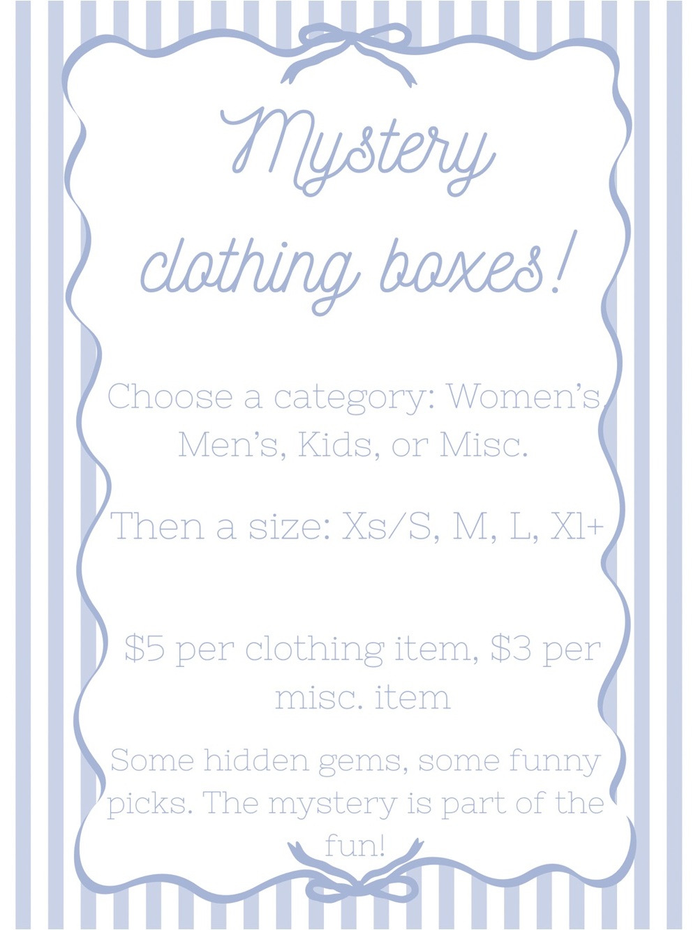 Mystery clothing bundles!
